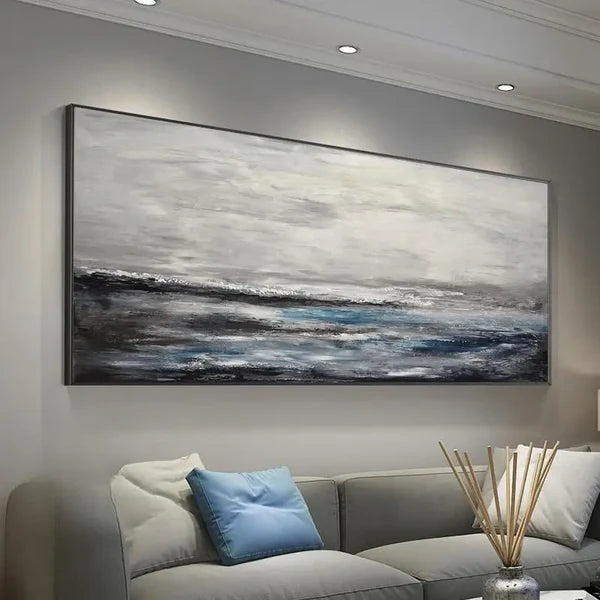 Panoramic Grey Seascape Abstract Oil Painting for Home Decor #JJ 182