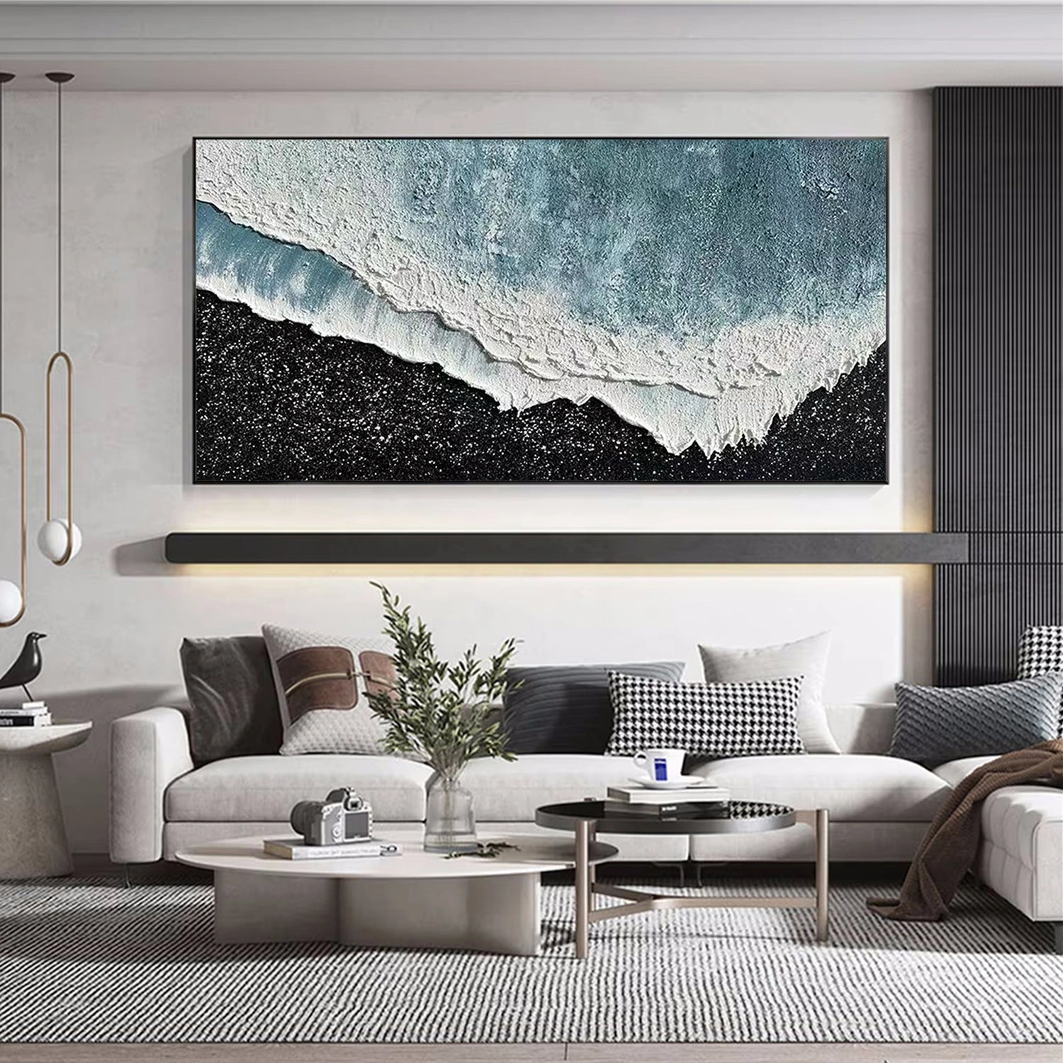 Handmade Sea Foam Wall Decor- Abstract Ocean & Beach Textured Canvas #JJ 270