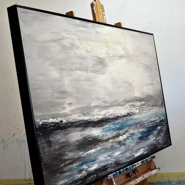 Panoramic Grey Seascape Abstract Oil Painting for Home Decor #JJ 182