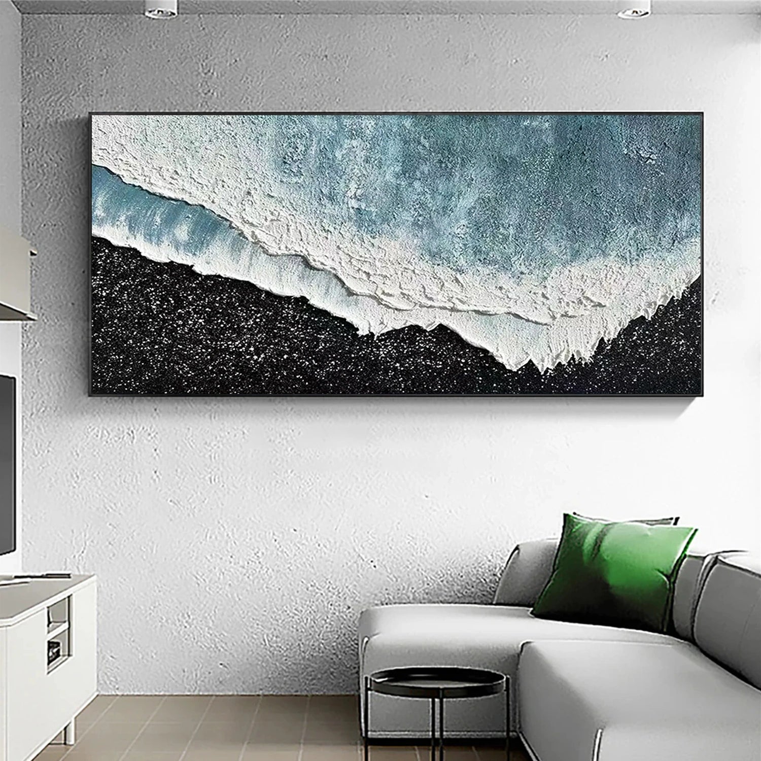 Handmade Sea Foam Wall Decor- Abstract Ocean & Beach Textured Canvas #JJ 270