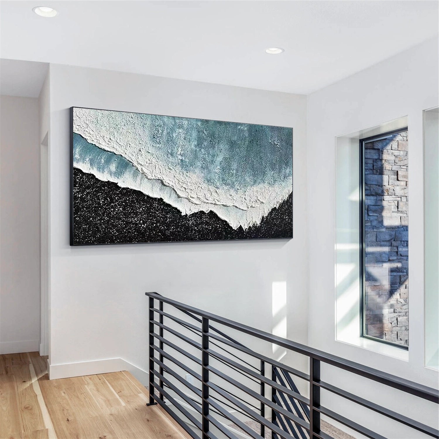 Handmade Sea Foam Wall Decor- Abstract Ocean & Beach Textured Canvas #JJ 270