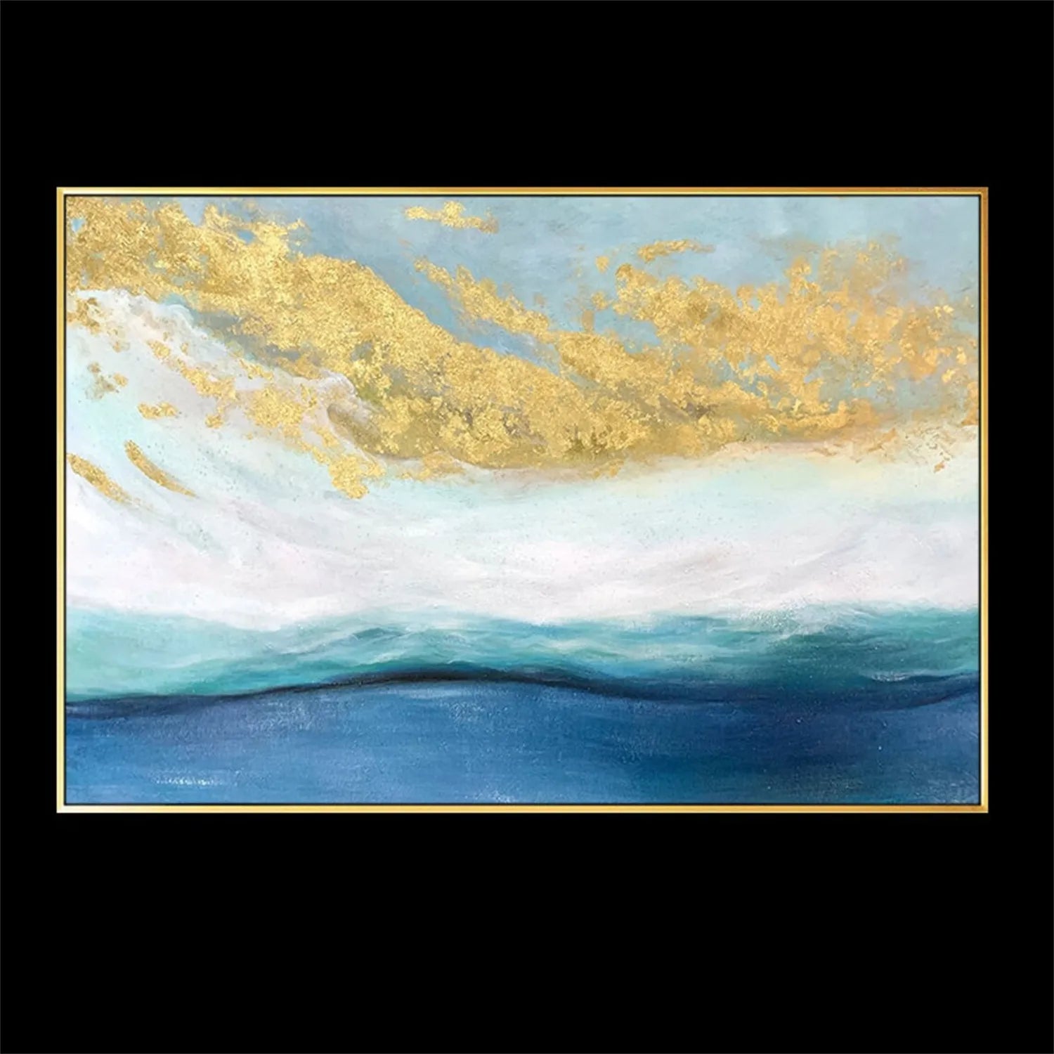 Hand - Painted Abstract Ocean Wave Canvas Art for Modern Living Rooms #JJ 172