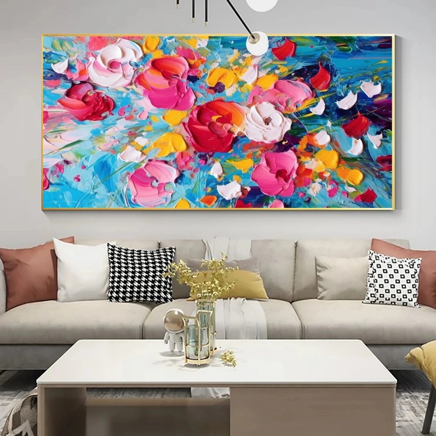 Large Wall Space Decor Abstract Garden Art Textured Bloom Canvas #JJ 321