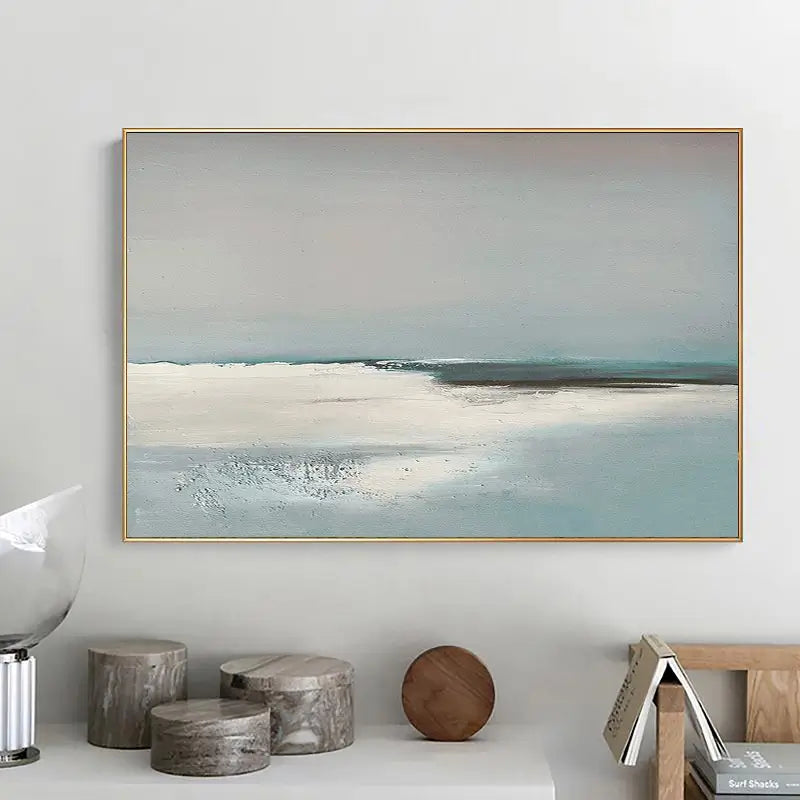Large Abstract Seascape Wall Art | Horizontal Minimalist Canvas Painting #ZZ 079