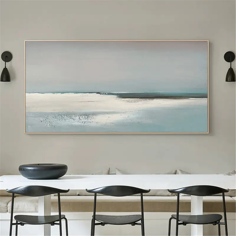 Large Abstract Seascape Wall Art | Horizontal Minimalist Canvas Painting #ZZ 079