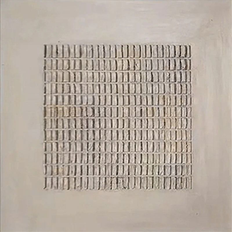 Wabi Sabi Textured Grid Art | Large Architectural Beige Painting #ZZ 117