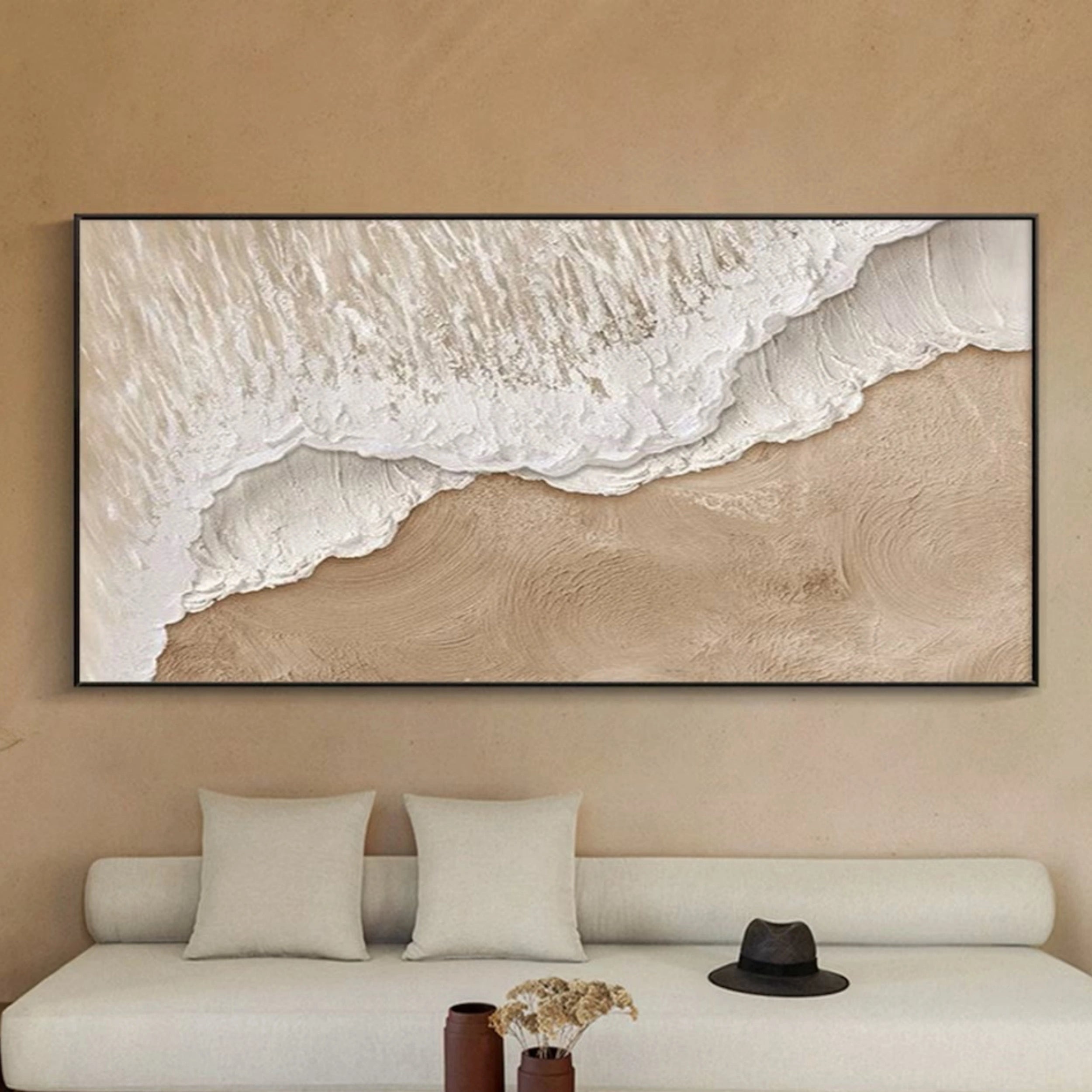 Textured Beach Canvas Art: Coastal Wall Decor #ZZ 037