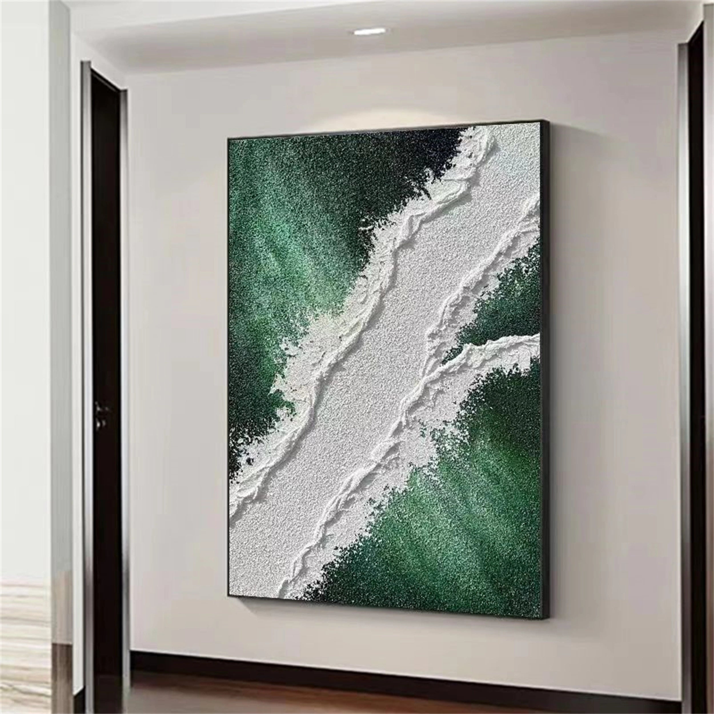 Geode-Inspired Abstract Painting | Gradient Green Wall Decor for Room #JJ 148