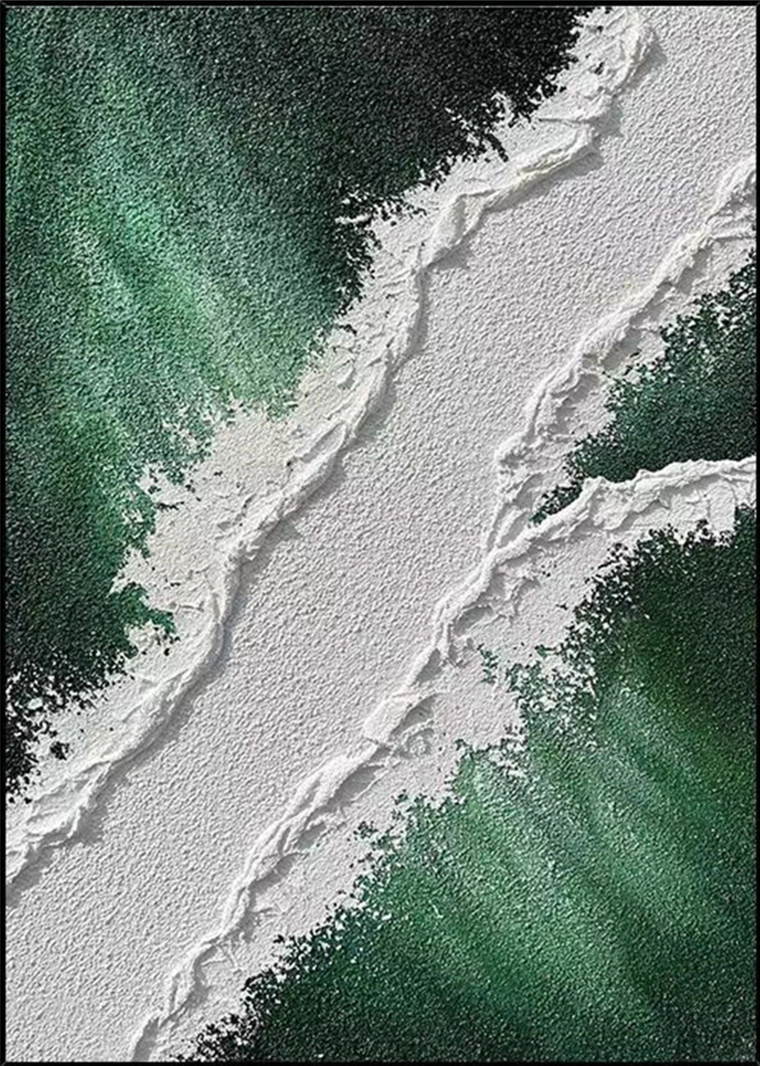 Geode-Inspired Abstract Painting | Gradient Green Wall Decor for Room #JJ 148