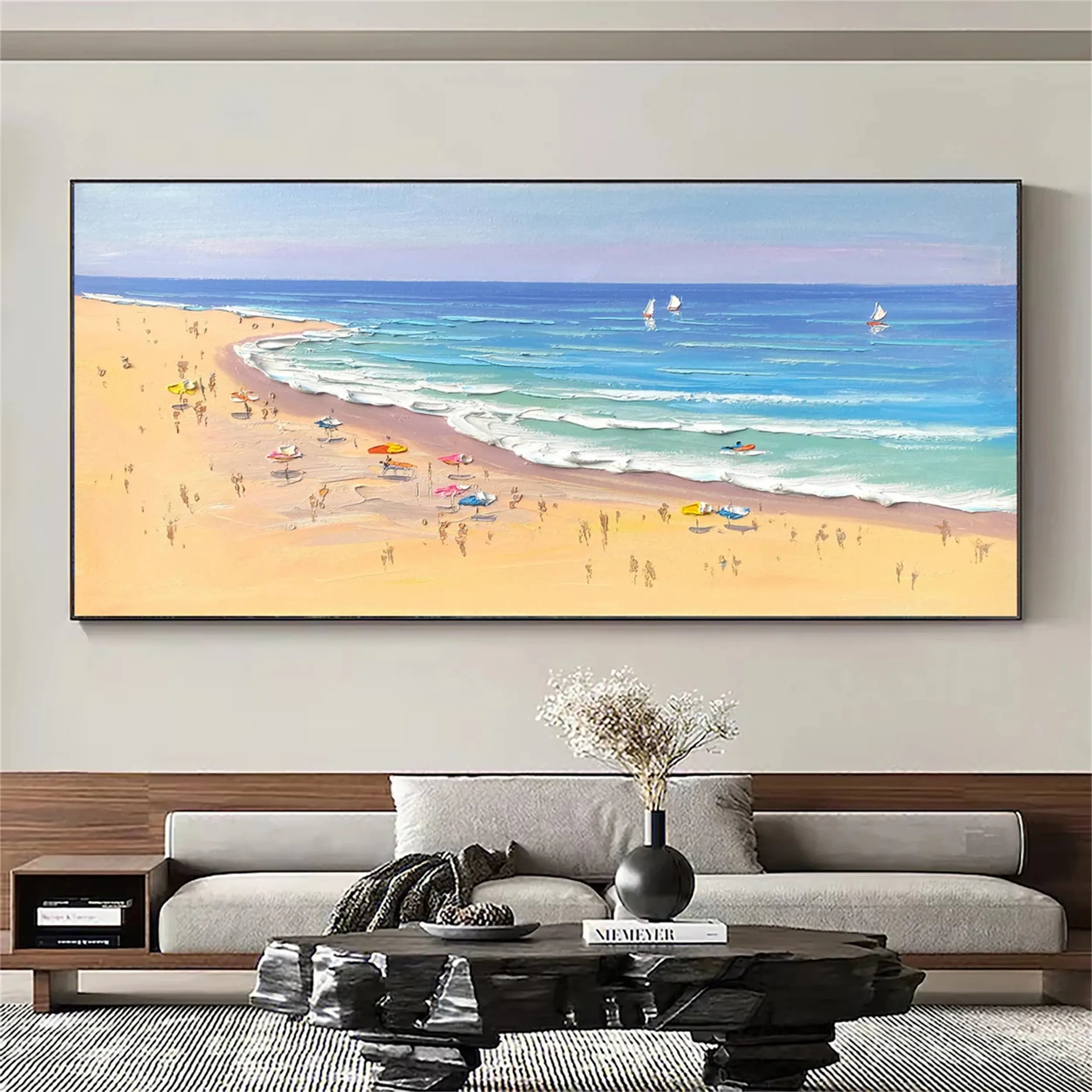 Large Wall Art Textured Surf Happy Summer Coast Beach Life #JJ 237