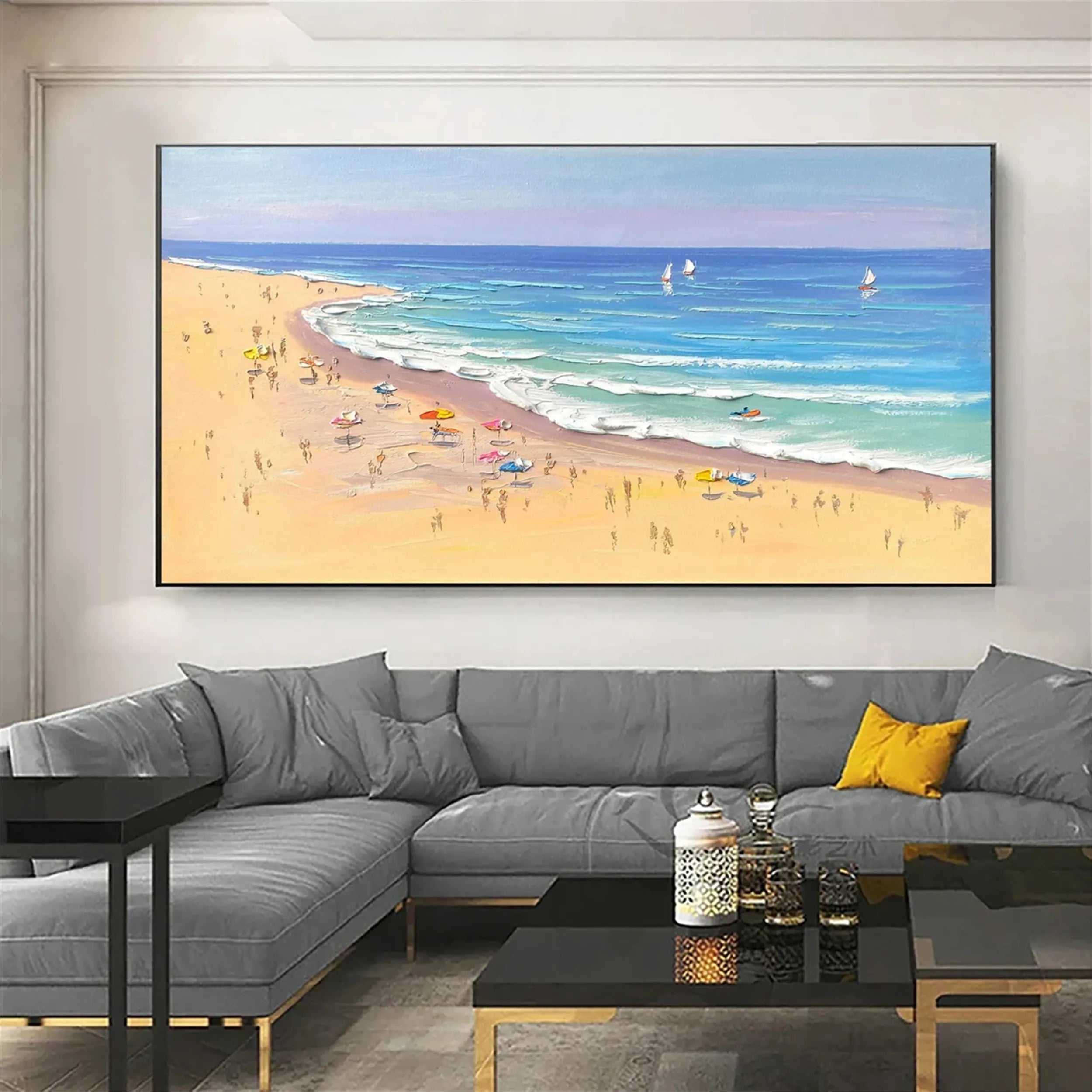 Large Wall Art Textured Surf Happy Summer Coast Beach Life #JJ 237