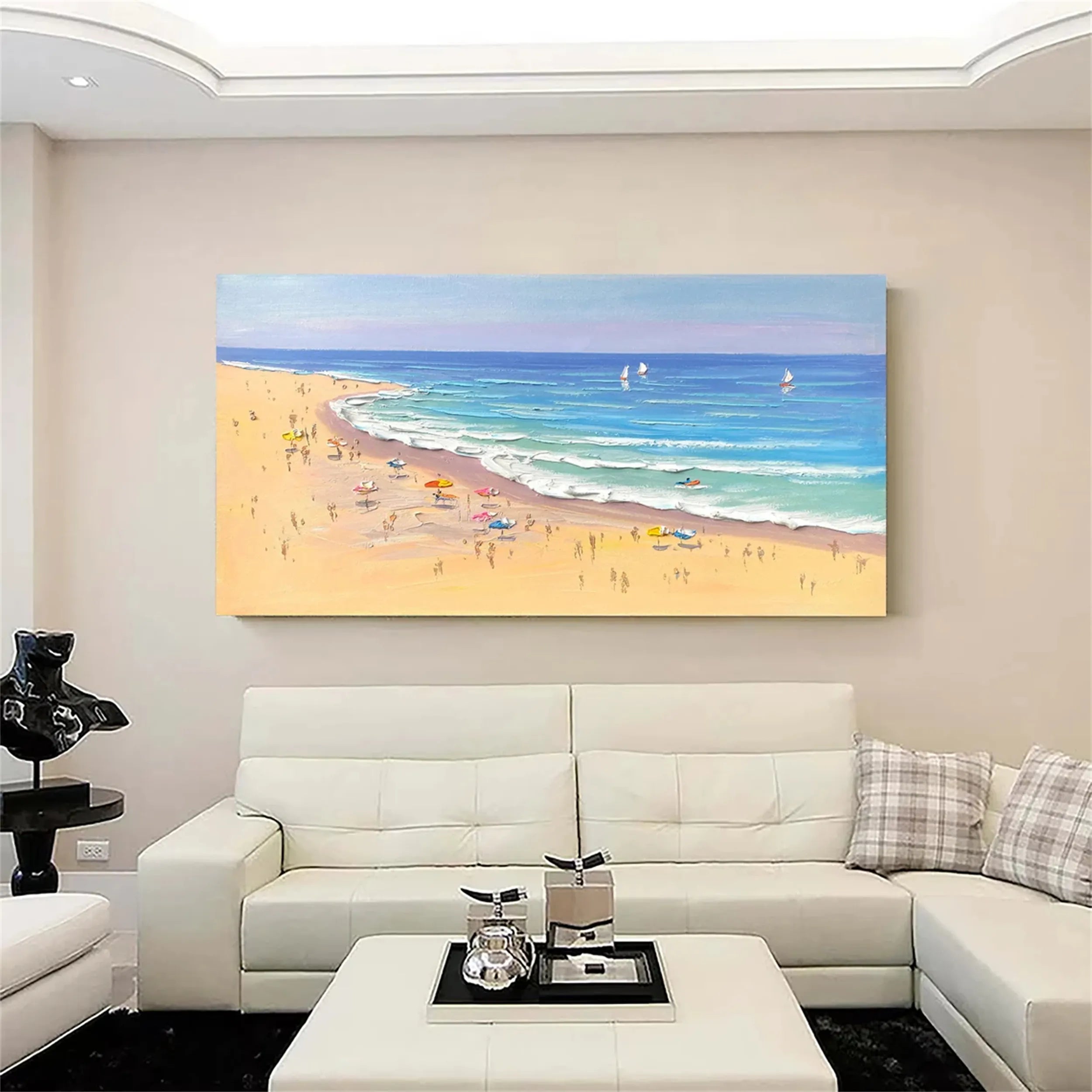 Large Wall Art Textured Surf Happy Summer Coast Beach Life #JJ 237