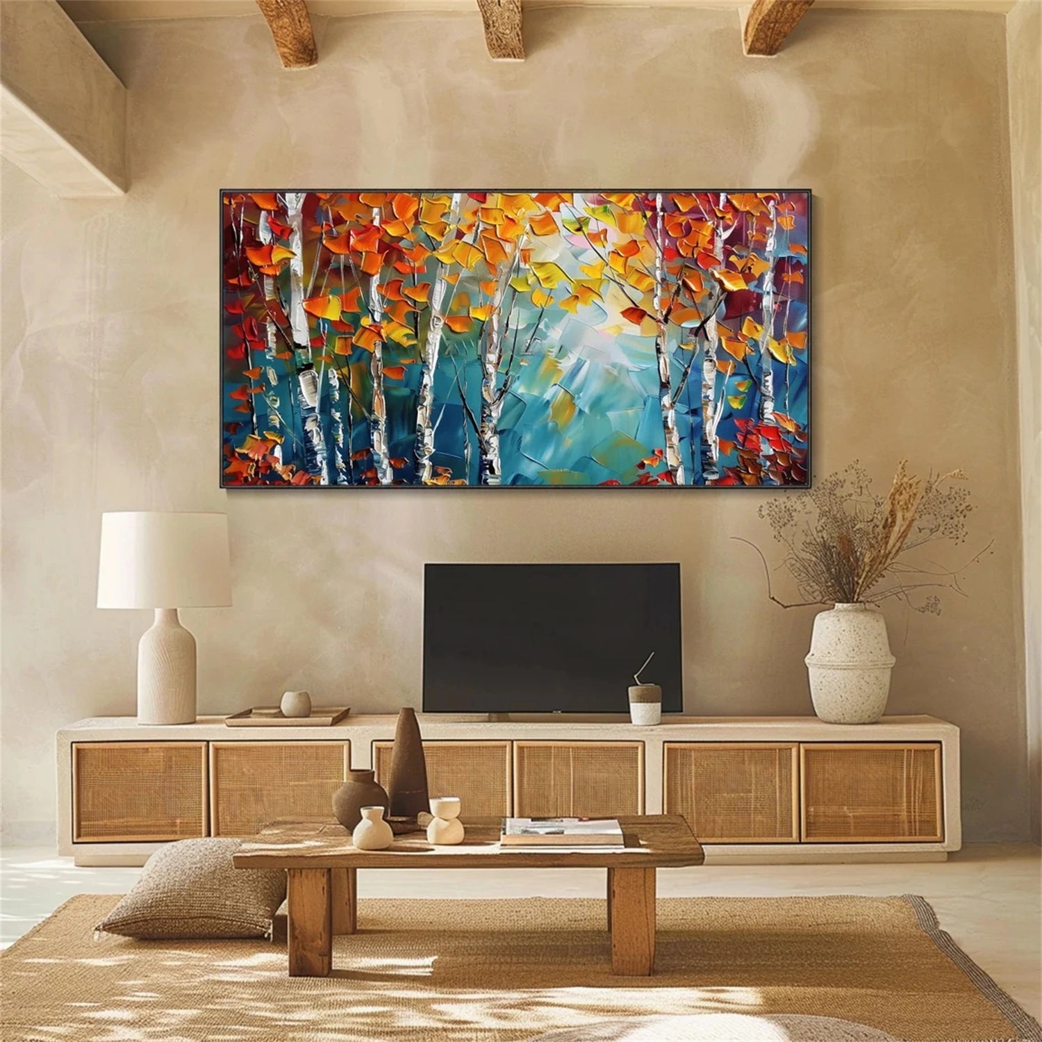 Modern Abstract Landscape Oil Painting – Textured Wall Art #JJ 326
