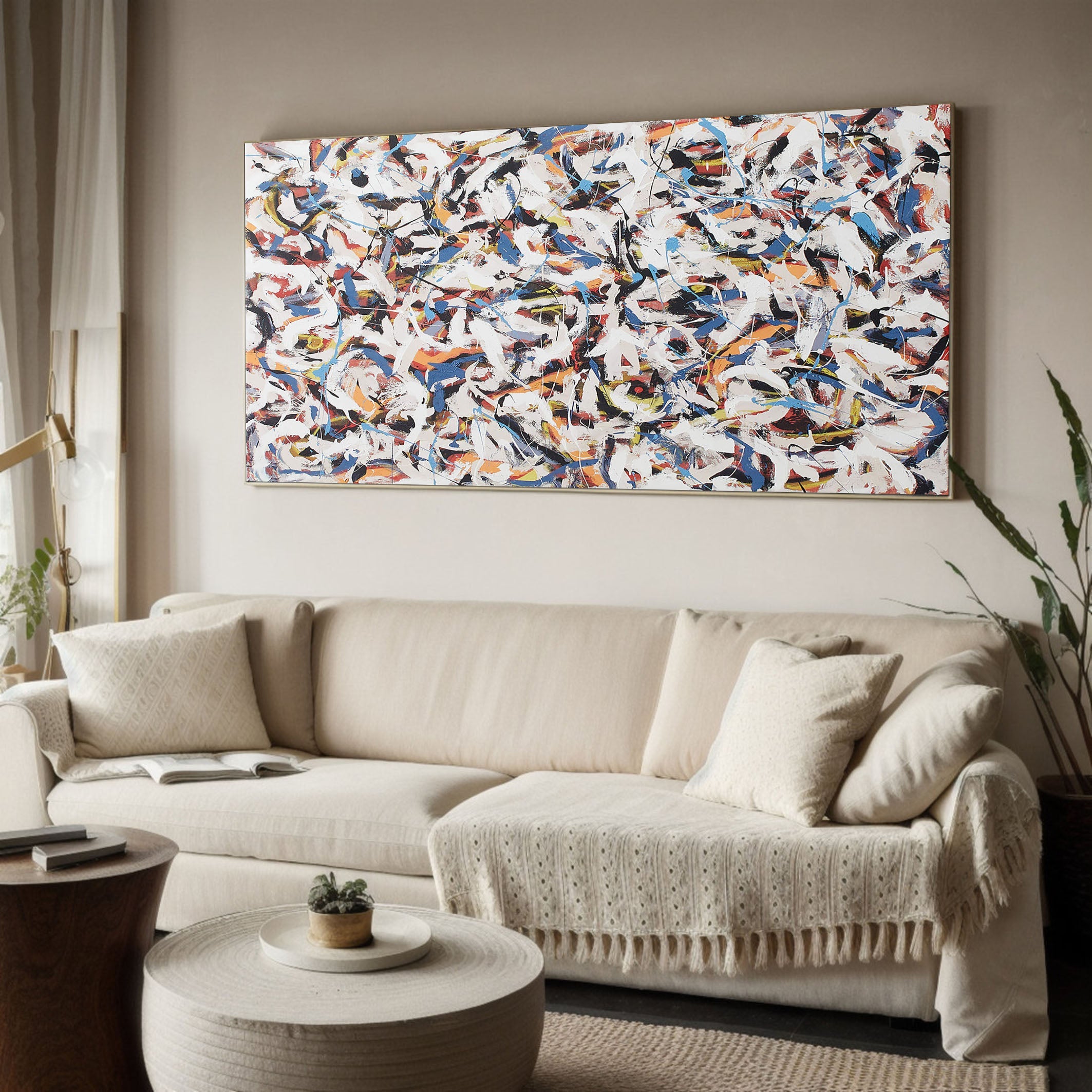 Original Large Colorful Abstract Art on Canvas #TC 140