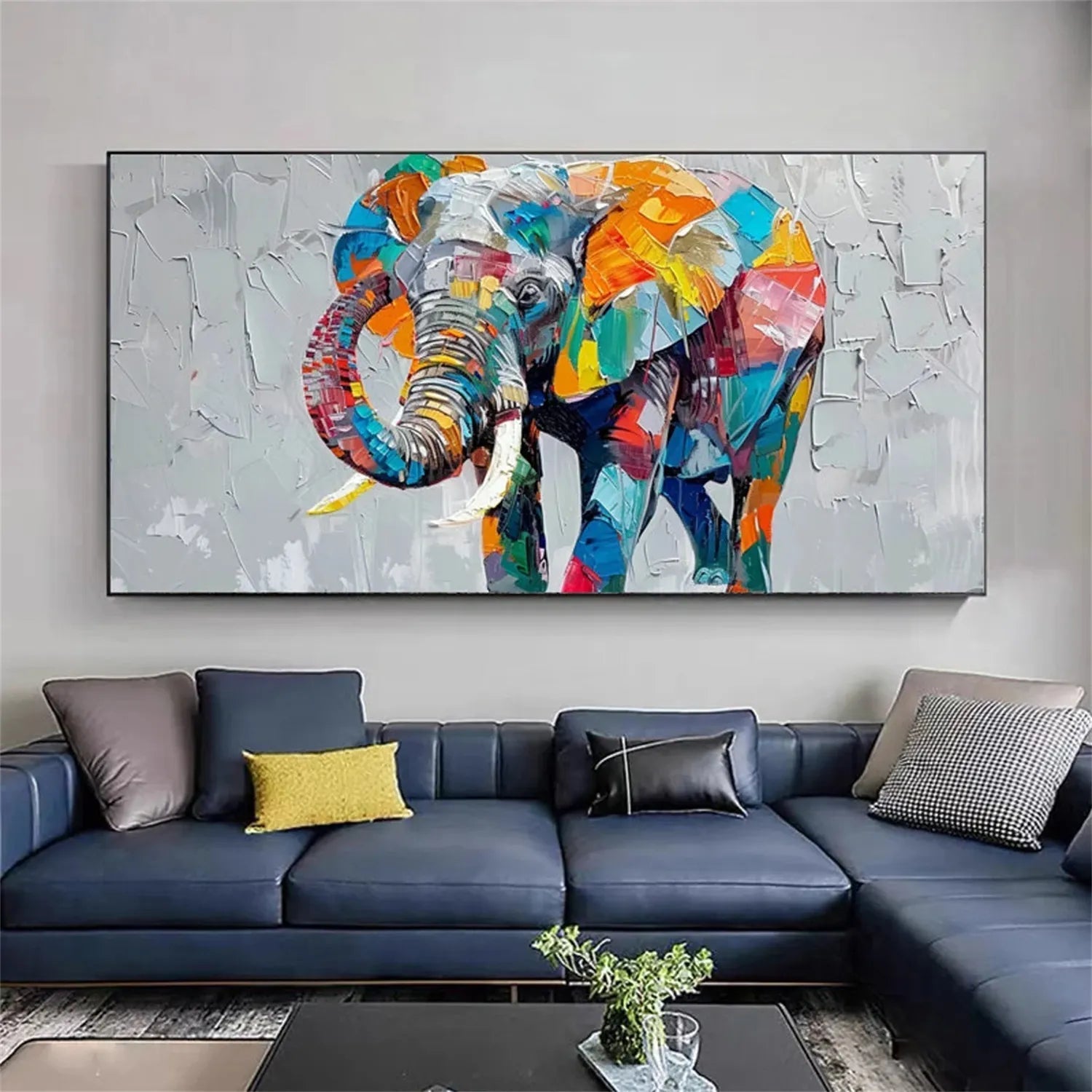 Contemporary Animal Artwork | Large Colorful Elephant Painting #ZZ 208