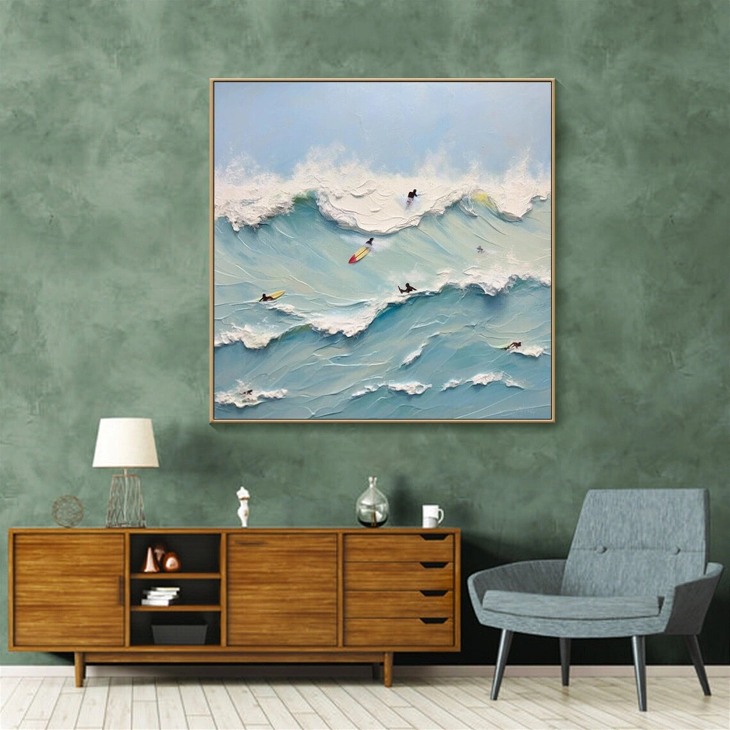 Abstract Surfer Wave  – Vibrant Coastal Wall Art for Home Decor #JJ 278