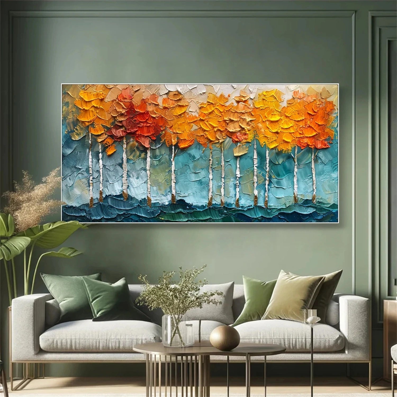 Fall Tree Painting | Textured Aspen Forest Landscape Wall Art #JJ 337