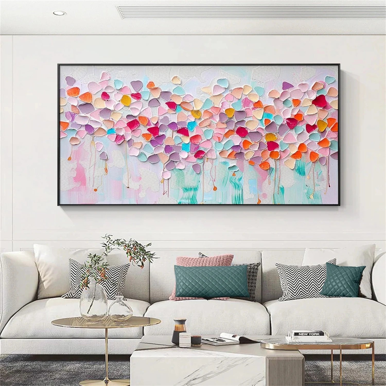 Artistic Home Decor: Hand - Painted Oil Painting with Vivid Floral Patterns #JJ 339