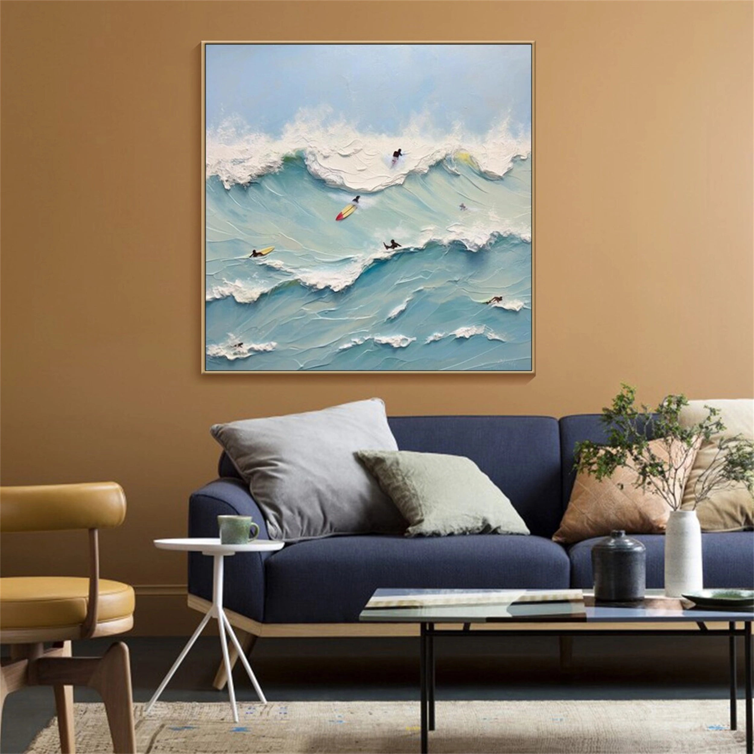 Abstract Surfer Wave  – Vibrant Coastal Wall Art for Home Decor #JJ 278