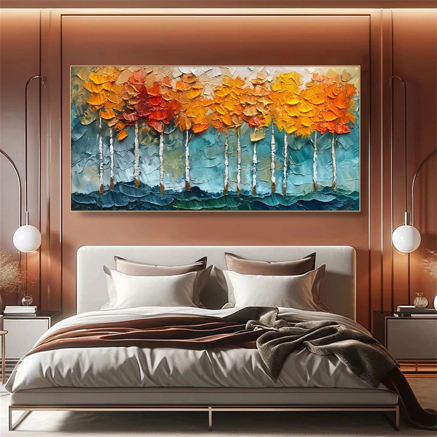Fall Tree Painting | Textured Aspen Forest Landscape Wall Art #JJ 337
