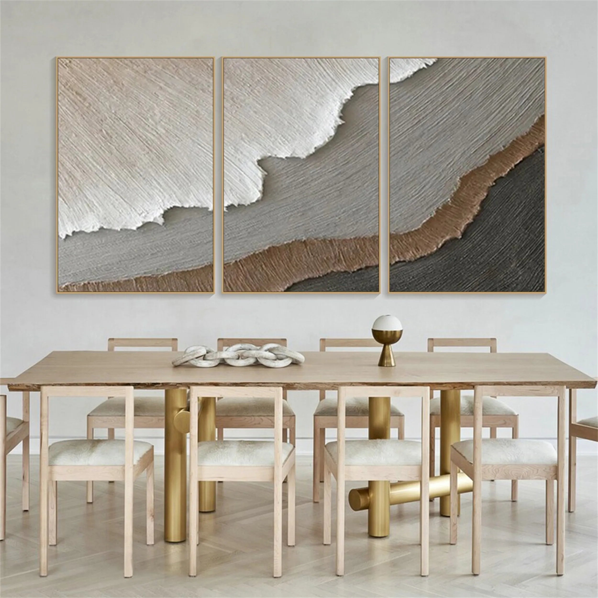 Unique Abstract Wall Art Set: Textured Neutral Wave #ZZ 047