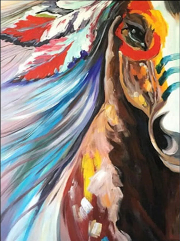 Colorful Abstract Horse Painting | Large Vibrant Equine Wall Art #ZZ 149