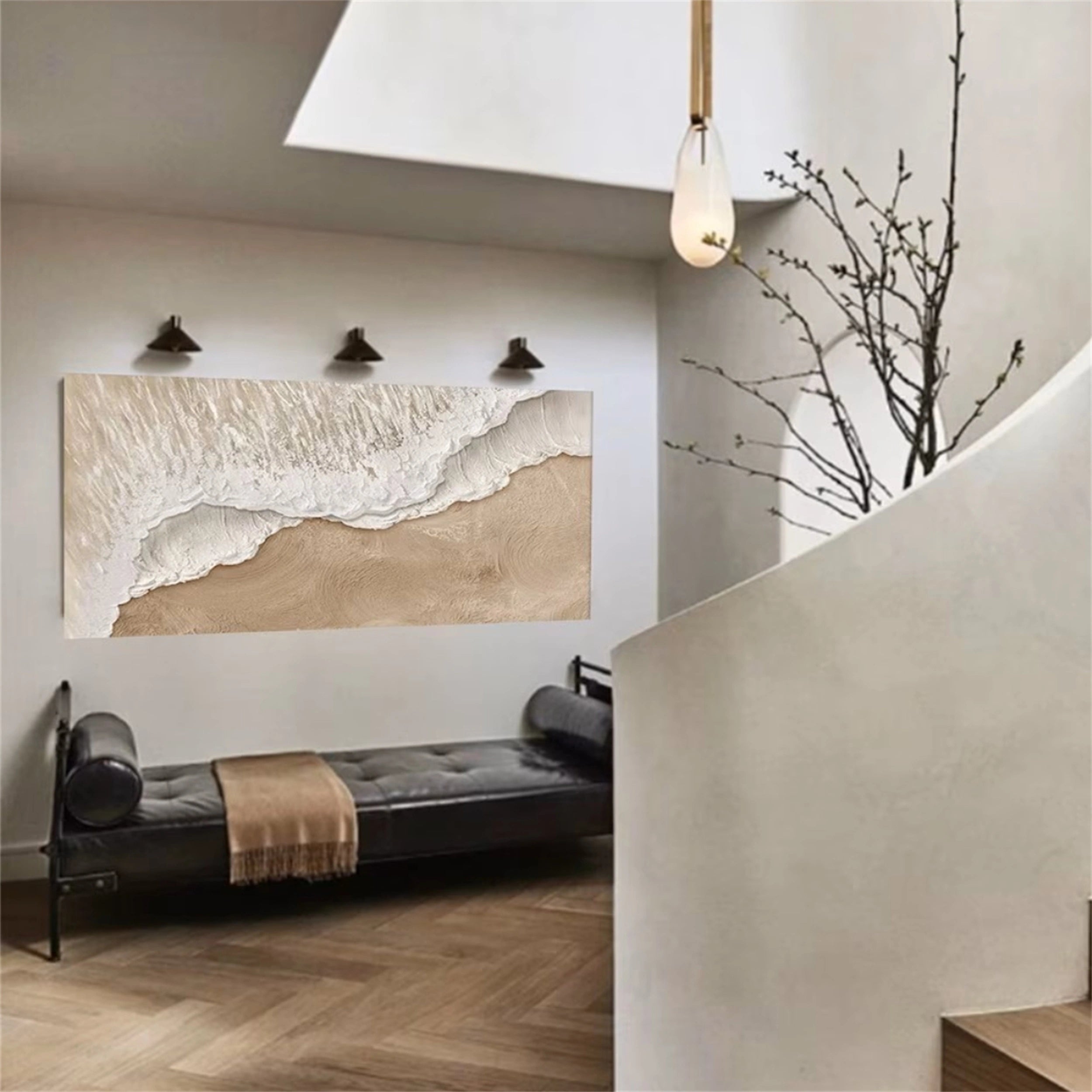 Textured Beach Canvas Art: Coastal Wall Decor #ZZ 037