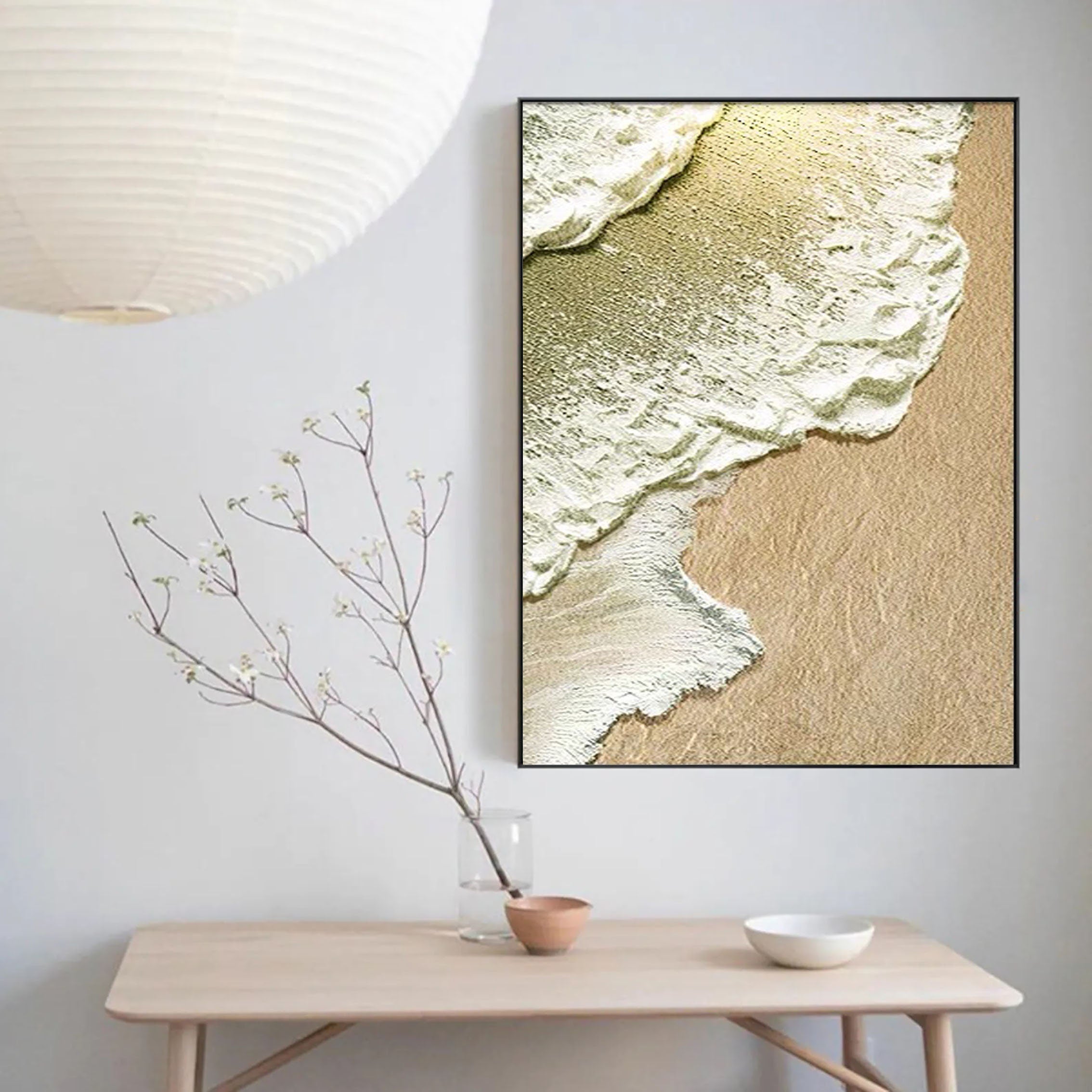 Abstract Beach Foam Painting – Natural Texture Wall Art #JJ 232