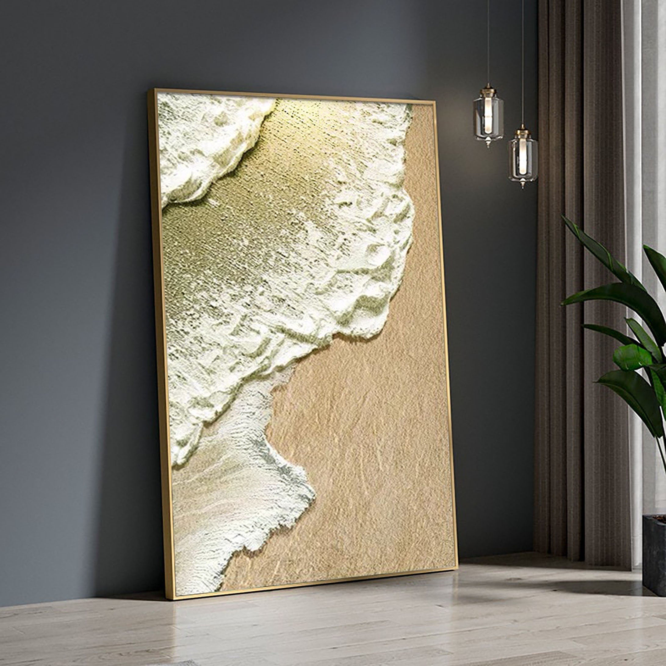 Abstract Beach Foam Painting – Natural Texture Wall Art #JJ 232