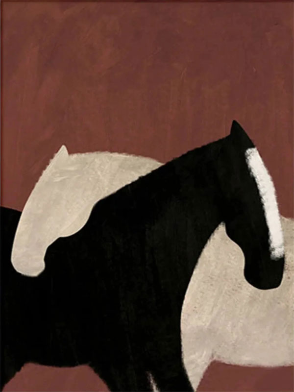 Abstract Animal Wall Decor: Minimal Horse Canvas Art #ZZ 153