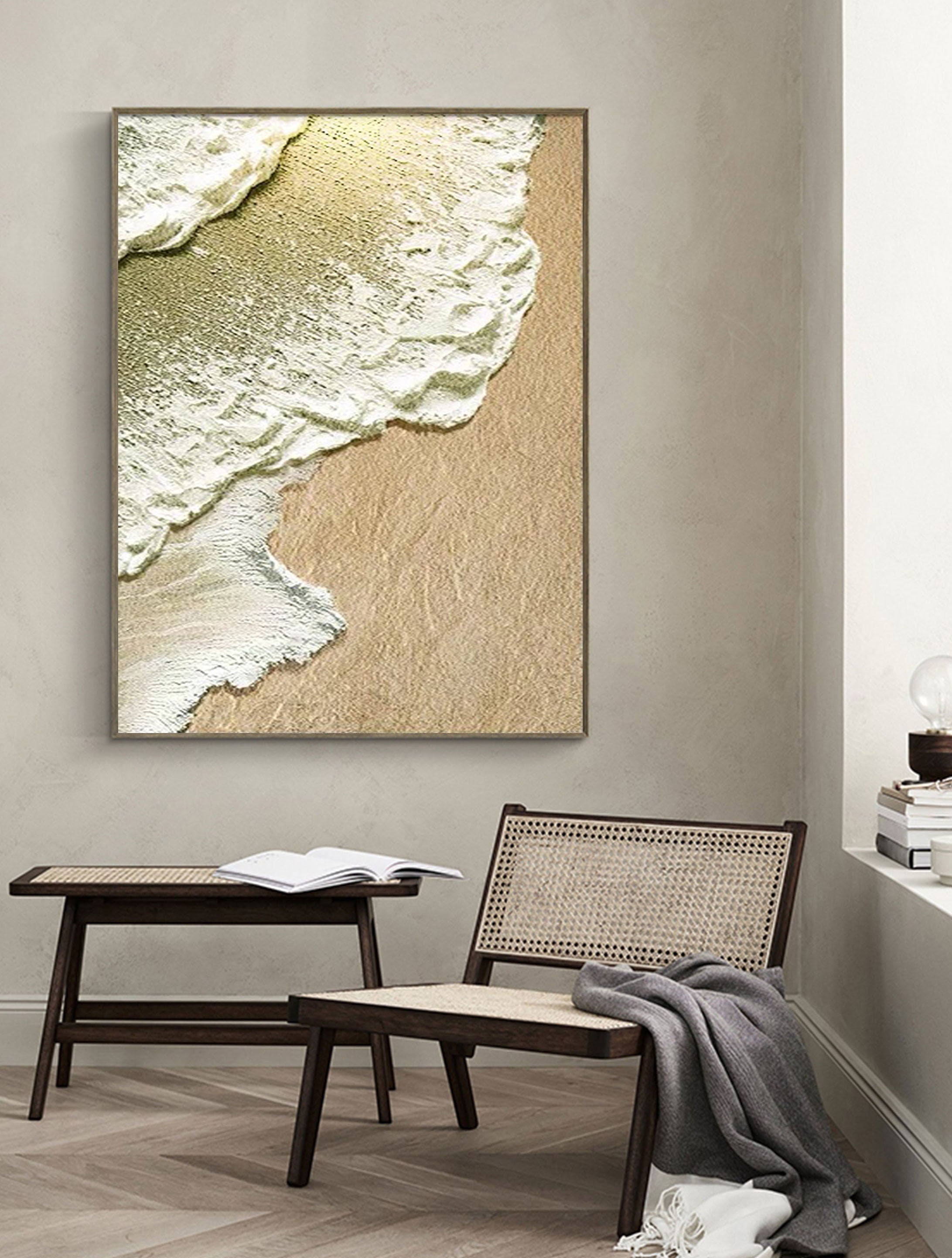 Abstract Beach Foam Painting – Natural Texture Wall Art #JJ 232