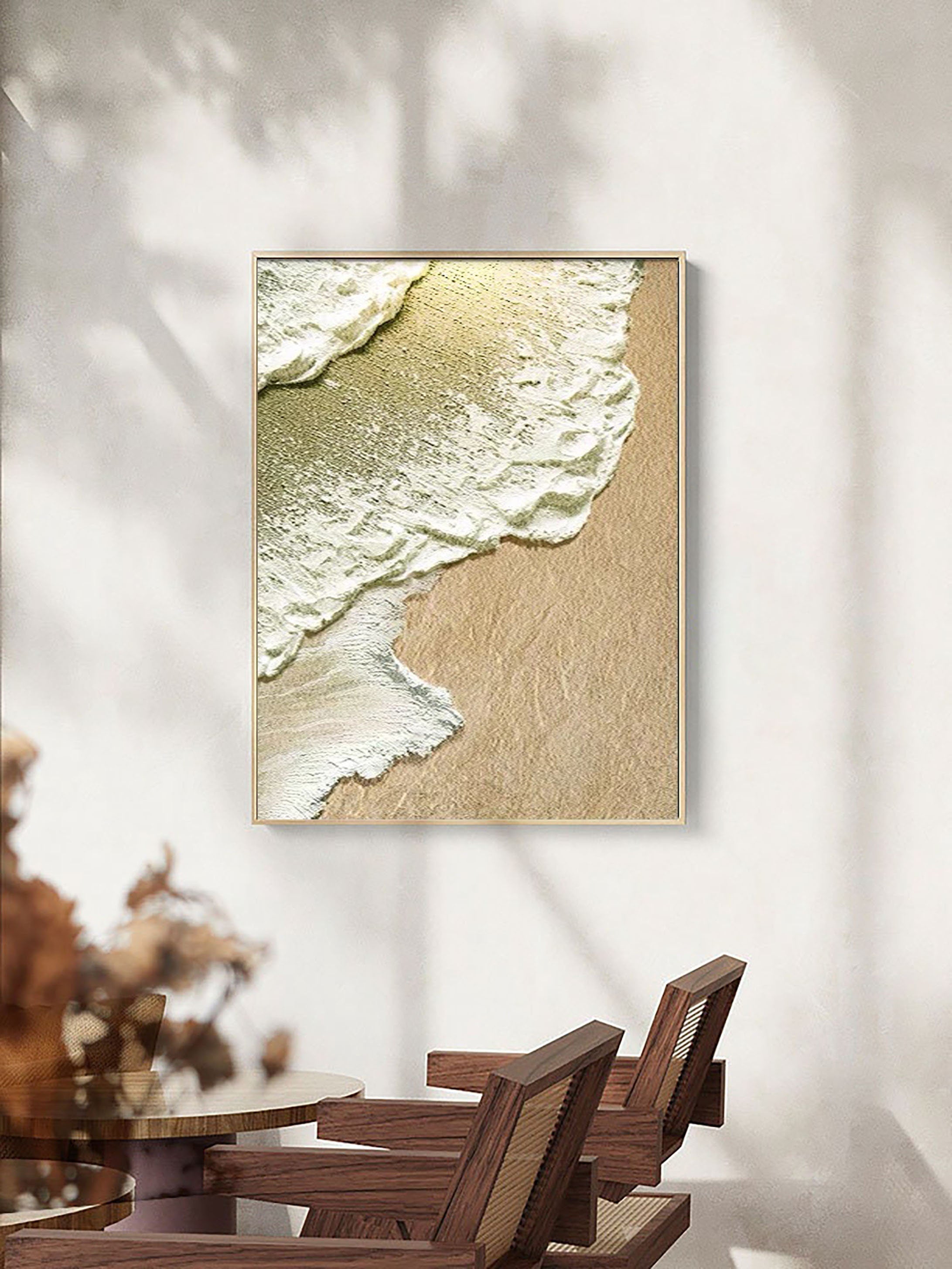 Abstract Beach Foam Painting – Natural Texture Wall Art #JJ 232