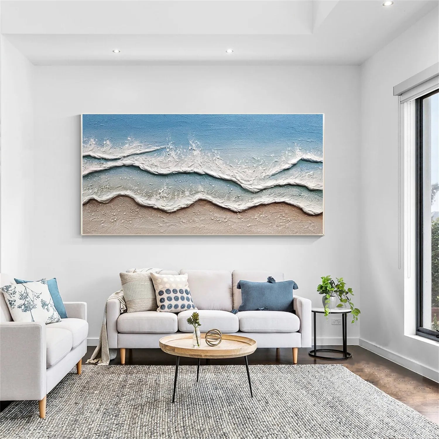Unique Textured Beach Wave Oil Painting for Home Decor #JJ 170