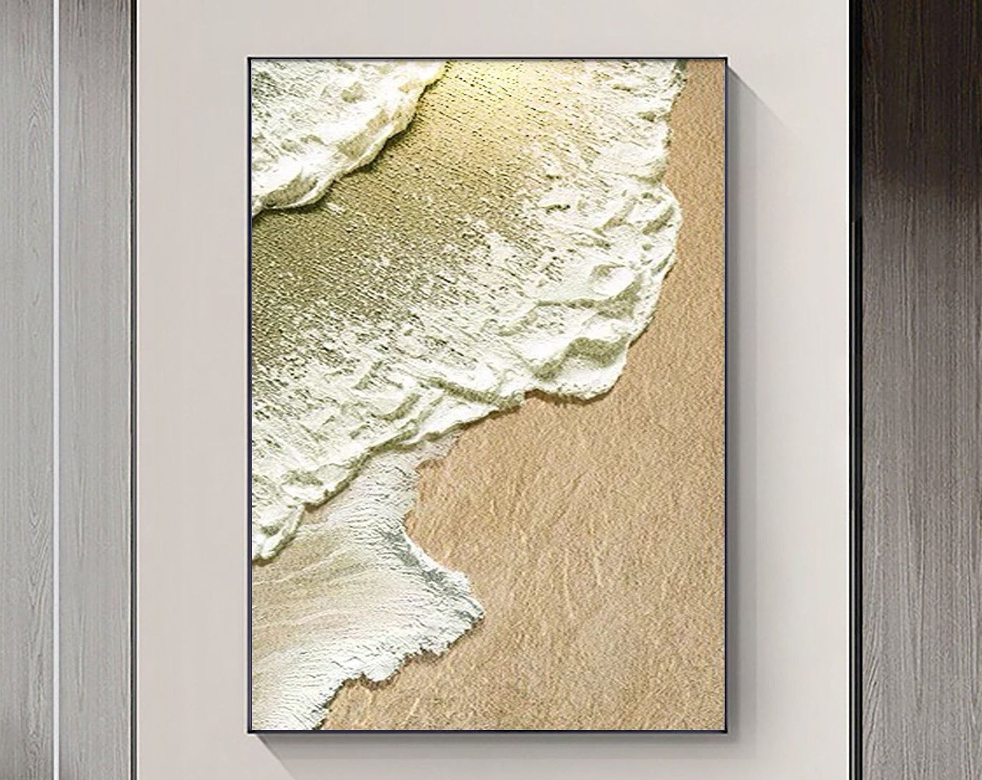 Abstract Beach Foam Painting – Natural Texture Wall Art #JJ 232
