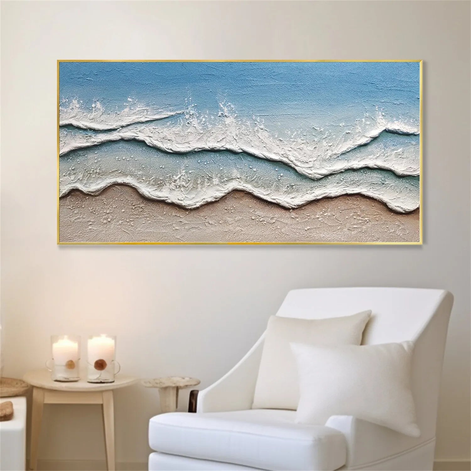 Unique Textured Beach Wave Oil Painting for Home Decor #JJ 170