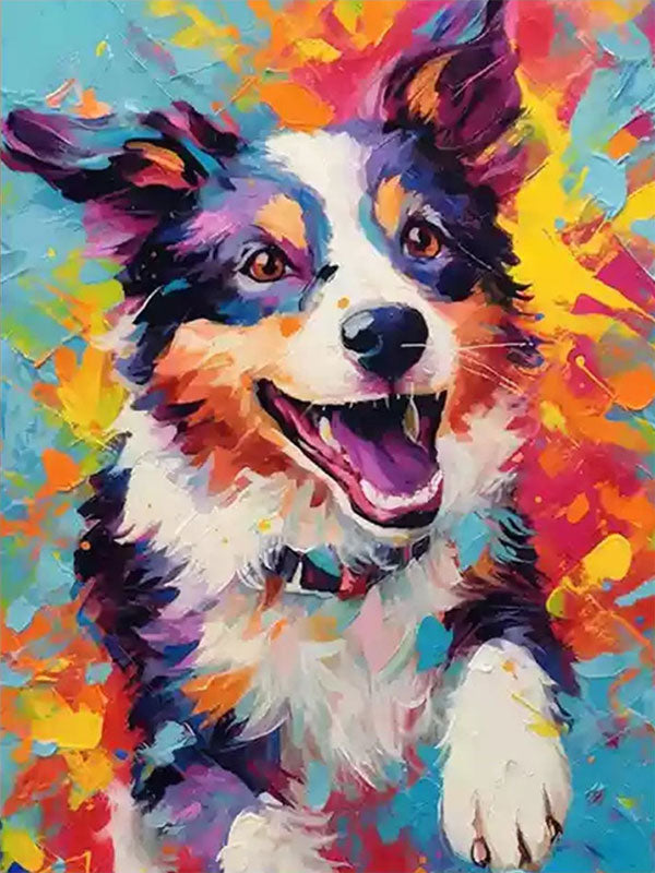Vibrant Animal Painting | Large Colorful Dog Canvas Wall Art Decor #ZZ 160