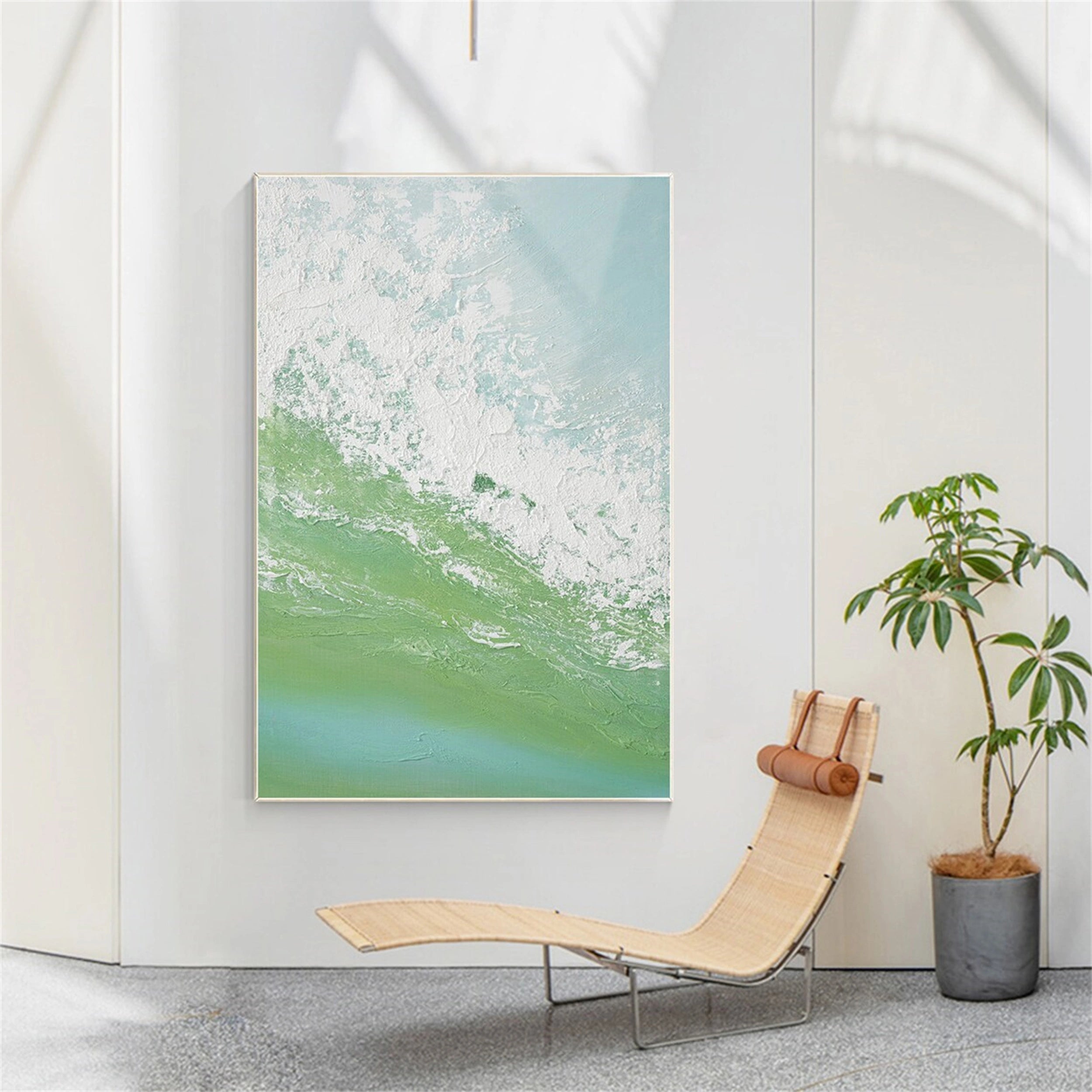 Handcrafted Wall Art - Blue Green Abstract Wave for Office Decor #JJ 147