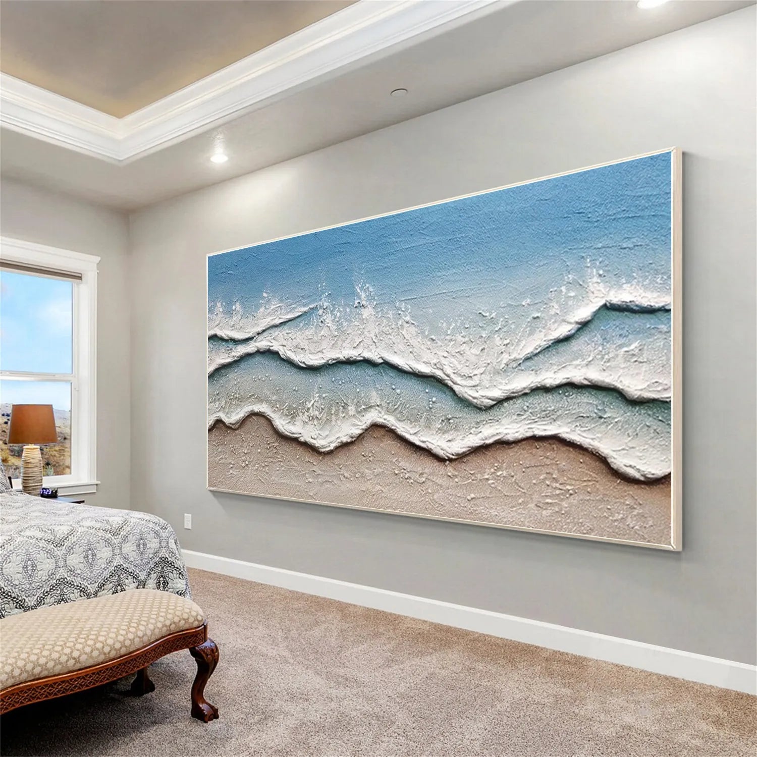 Unique Textured Beach Wave Oil Painting for Home Decor #JJ 170