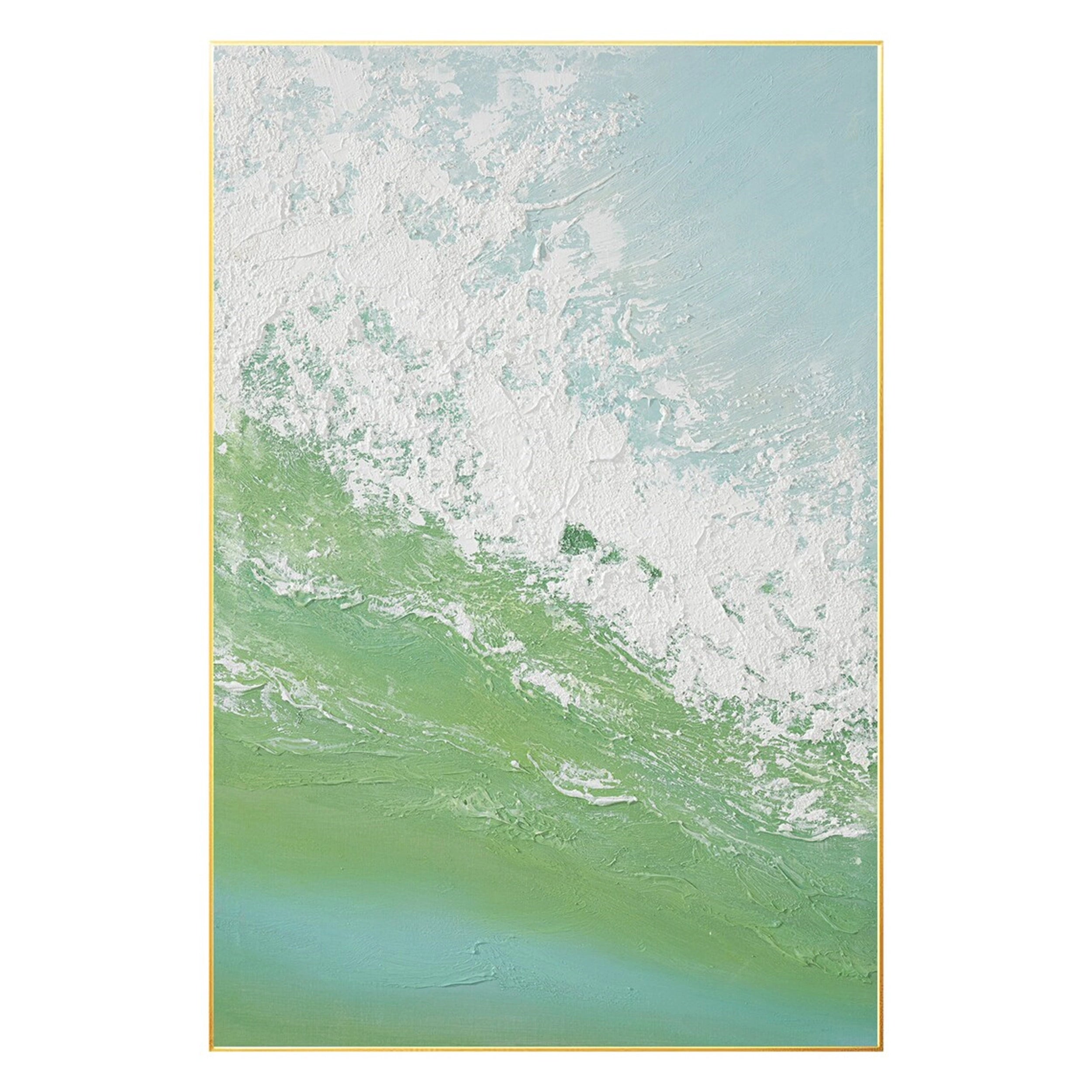 Handcrafted Wall Art - Blue Green Abstract Wave for Office Decor #JJ 147