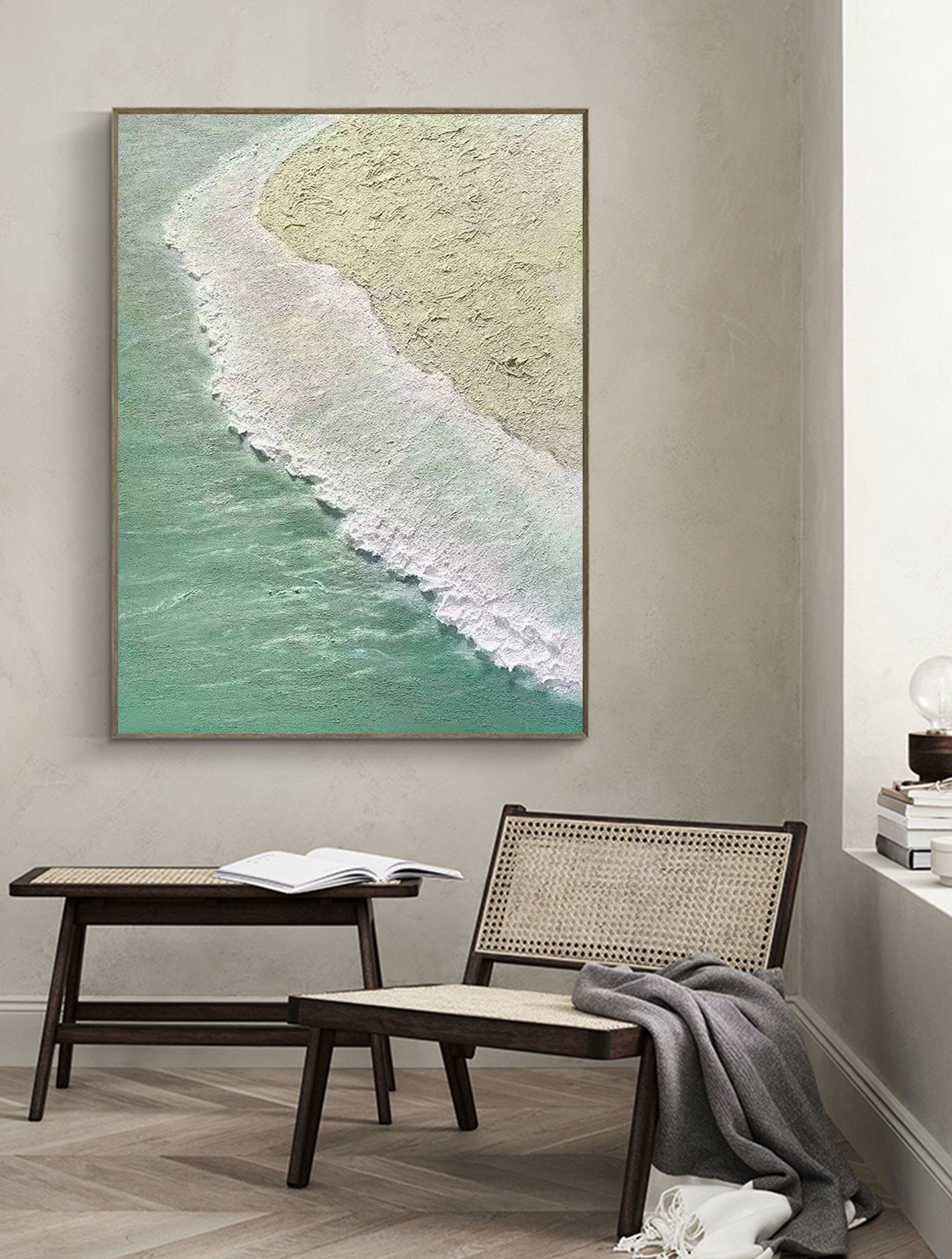 Large Painting for Living Room | Textured Ocean Abstract Wall Art #JJ 231