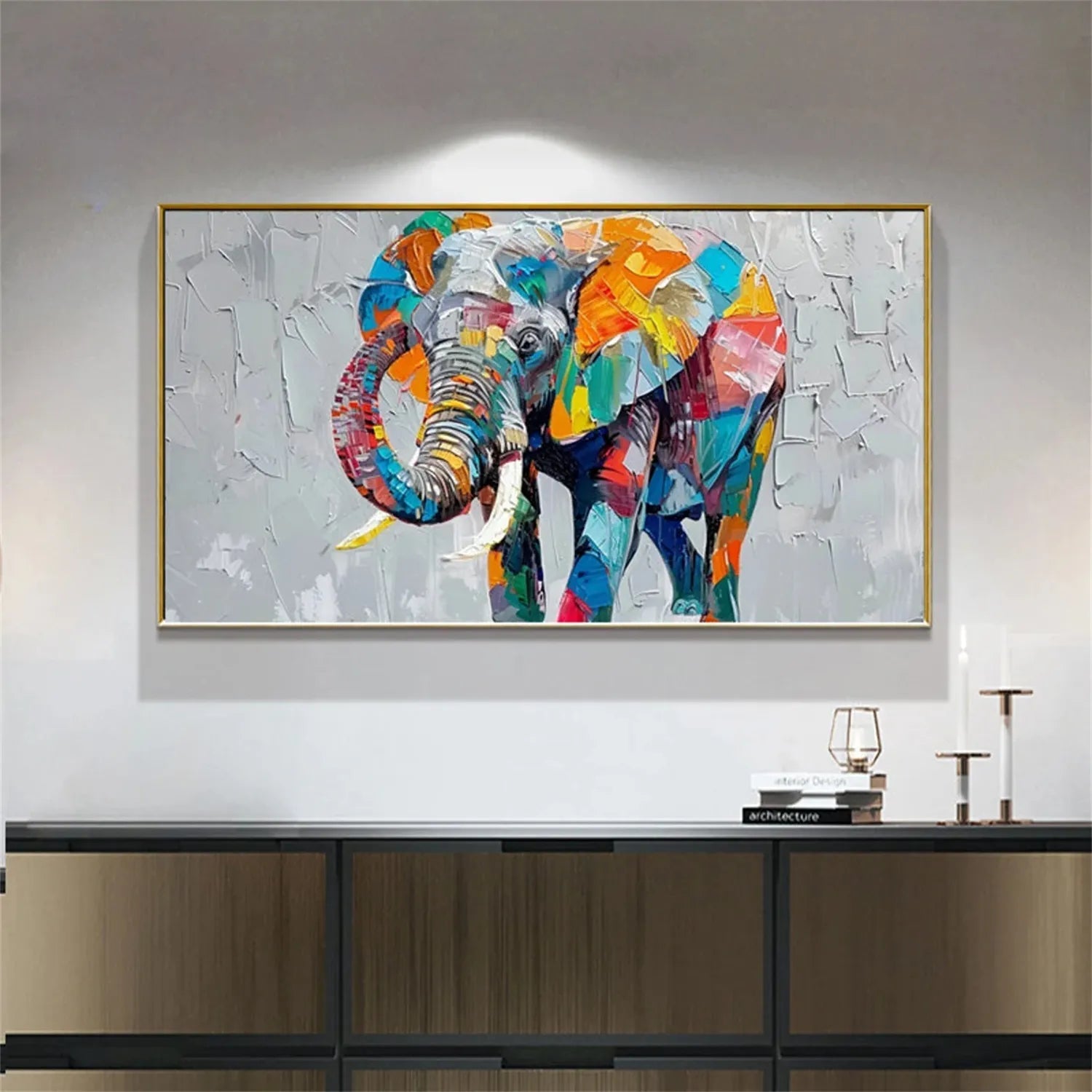 Contemporary Animal Artwork | Large Colorful Elephant Painting #ZZ 208