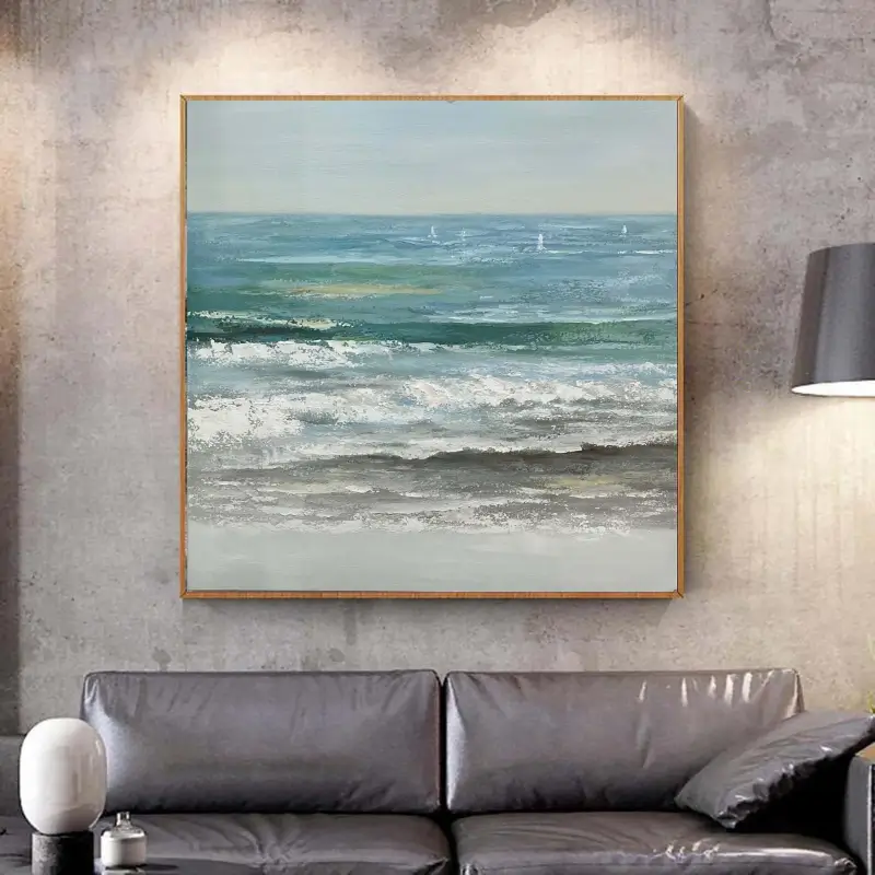 Peaceful Textured Neutral Seascape Art for Home Decor #JJ 279