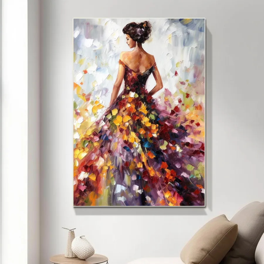 Colorful Abstract Woman Painting | Textured Vertical Canvas Art #ZZ 188