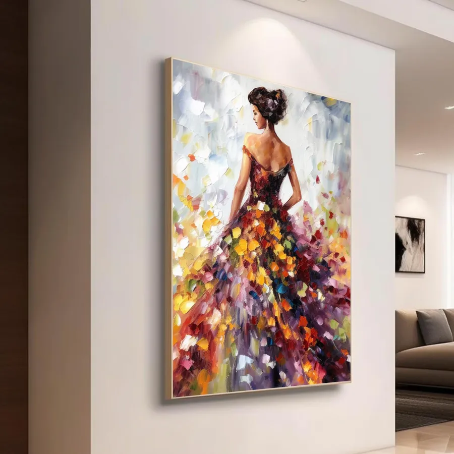 Colorful Abstract Woman Painting | Textured Vertical Canvas Art #ZZ 188