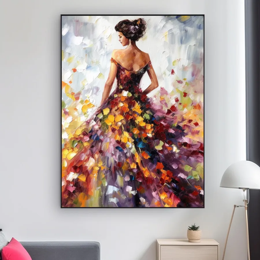 Colorful Abstract Woman Painting | Textured Vertical Canvas Art #ZZ 188