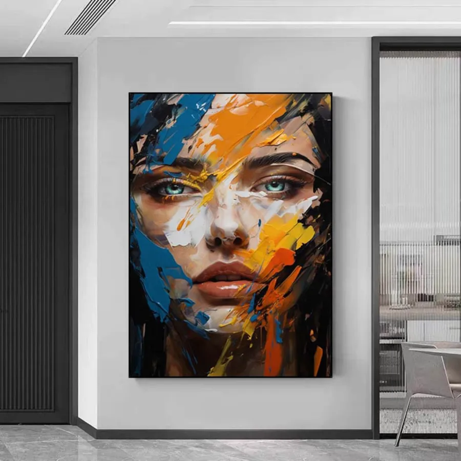 Contemporary Figurative Painting | Large Vertical Abstract Face Canvas Art #ZZ 202
