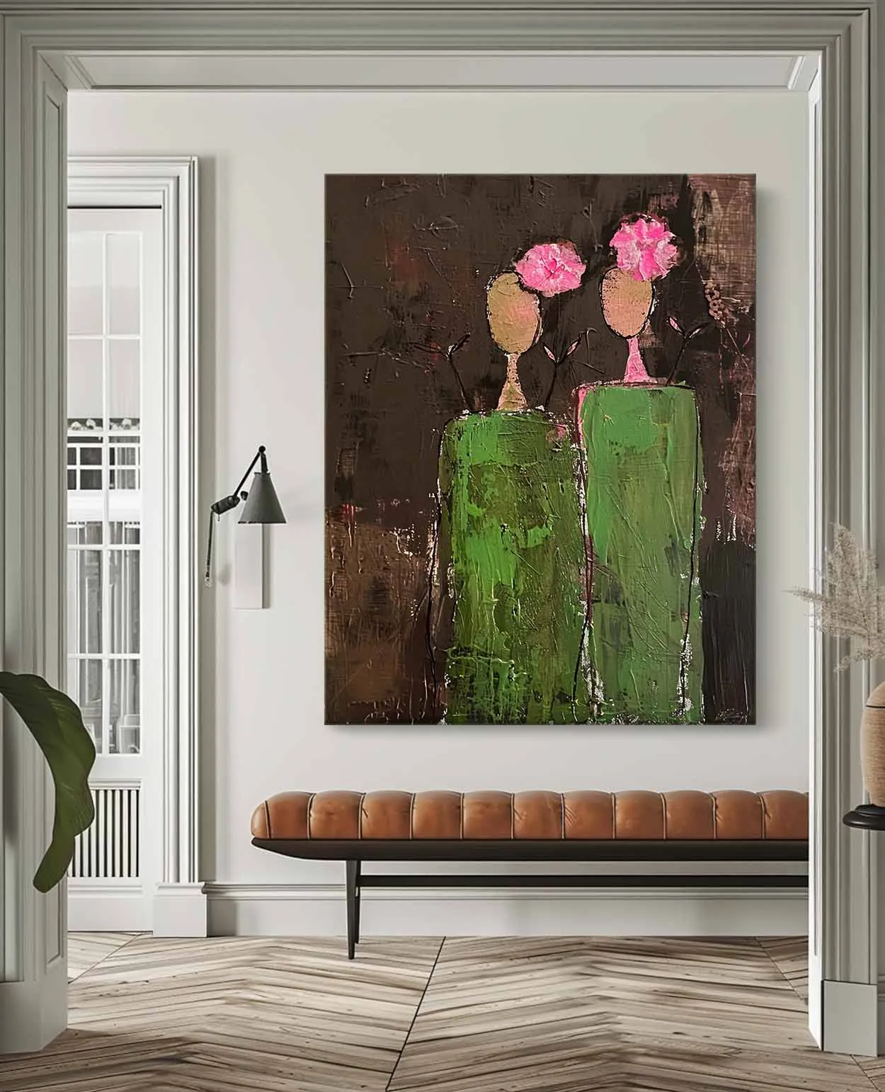 Large Contemporary Wall Art | Abstract Painting Figures Flowers #ZZ 225