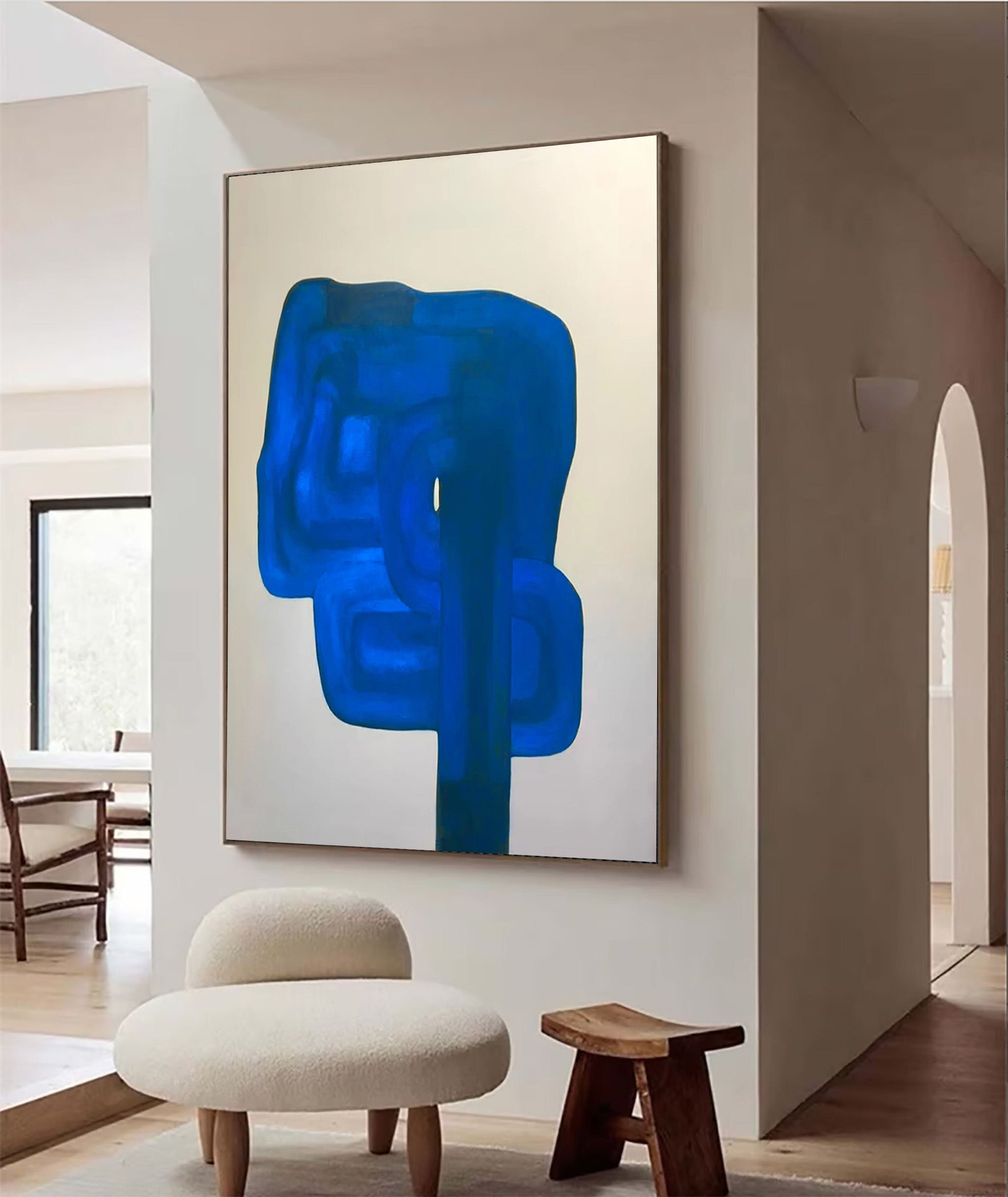 Oversized Cobalt Blue Abstract Painting | Contemporary Wall Art #JJ 066