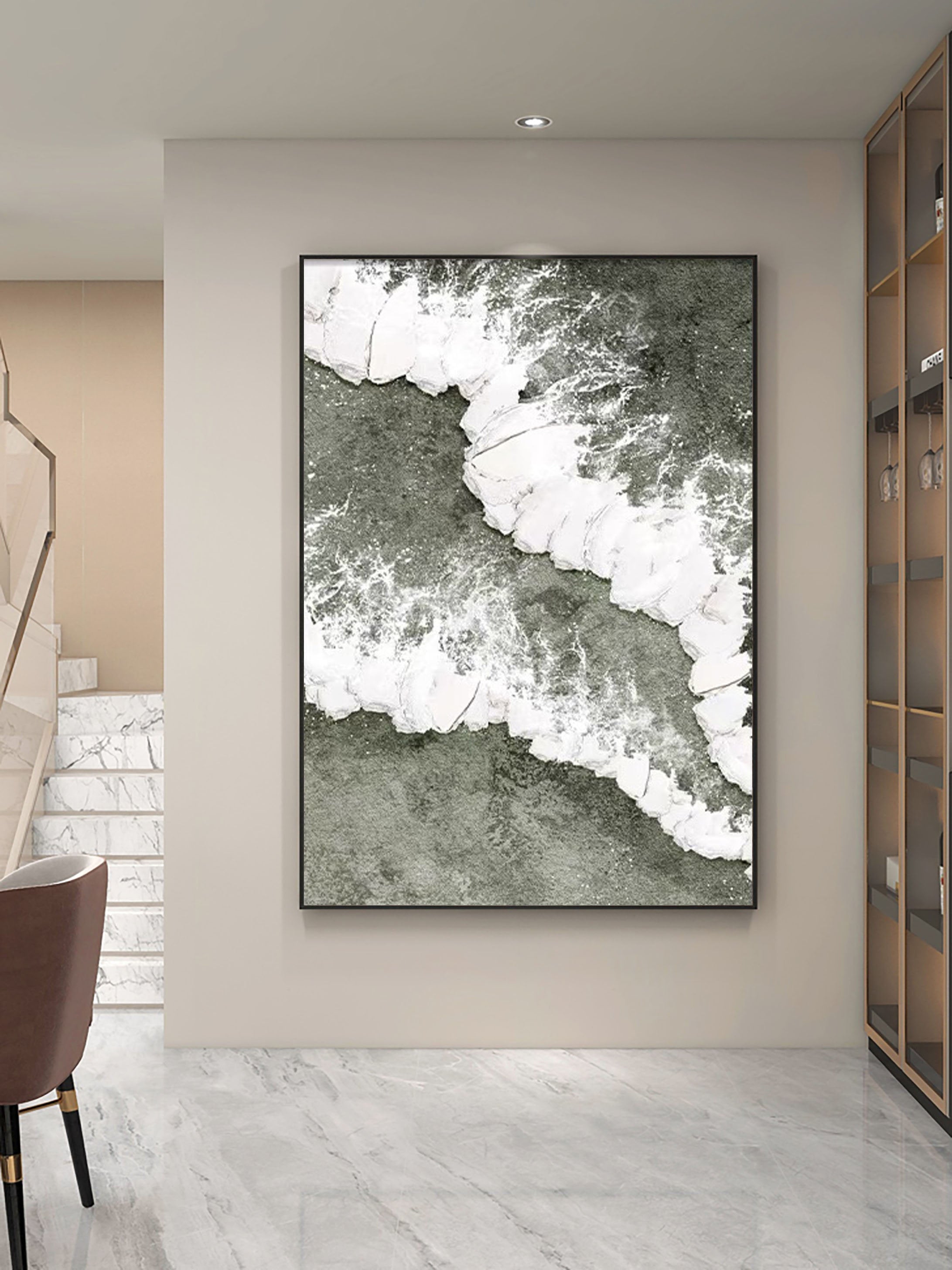 Foam and Sea Wall Art – Abstract Ocean Texture Painting #JJ 233