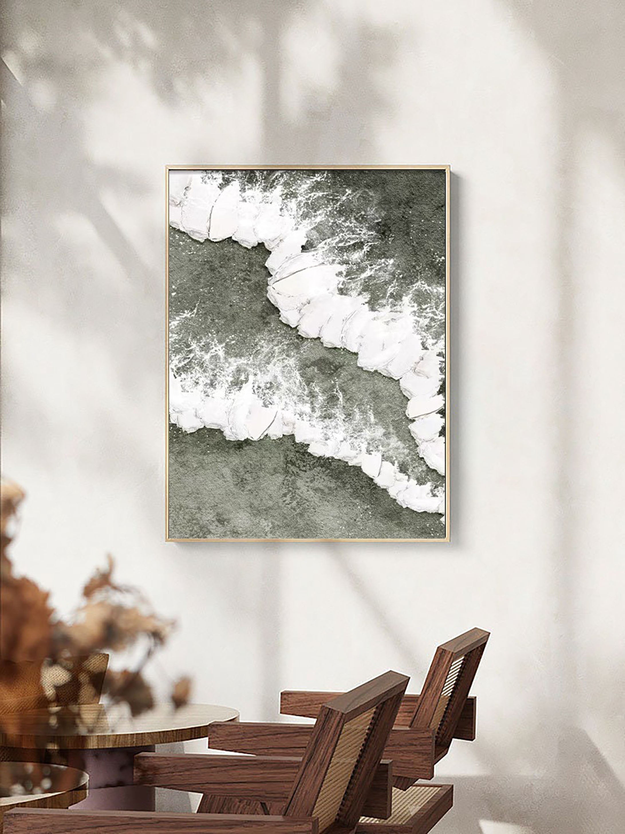 Foam and Sea Wall Art – Abstract Ocean Texture Painting #JJ 233